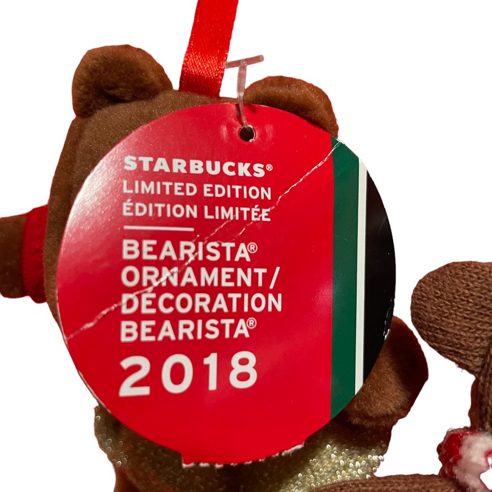 STARBUCKS ornament rare Bearista  2018 and Curious  George, birthplace unknown